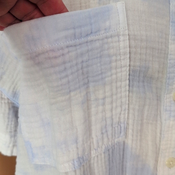 Joe Fresh Cotton Light Blue & White Button Down Boxy Top SZ XL - Picture 6 of 13